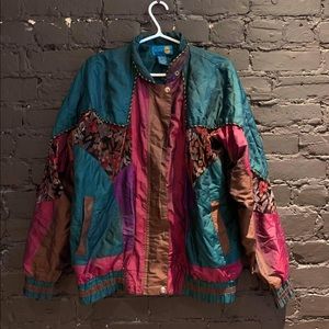 Vintage Nylon windbreaker w/ velvet floral pattern